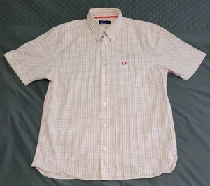 Fred Perry | Short Sleeve Classic Gingham Shirt Large Pink Mod Scooter Casuals - Picture 1 of 6