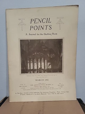 March 1921 Pencil Point Magazine Architecture Drafting Madison Square Church - Image 1 of 3