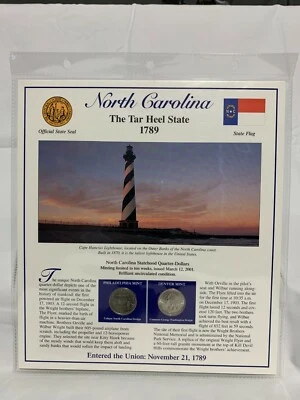 2001 N. Carolina BU P&D Postal Commemorative Society Statehood Quarters & Stamps - Image 1 of 2