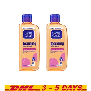 (2x100ml) Clean And Clear Essentials Self Foaming Facial Wash Oil Free Gently - Picture 1 of 7