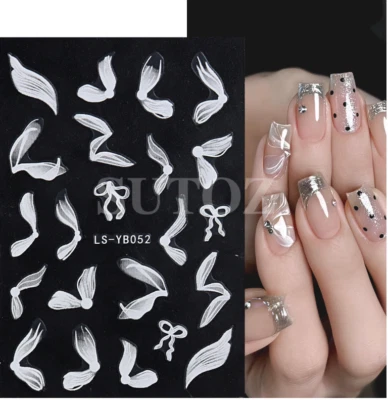 1 pieza blanca línea francesa cola de hada arte en uñas pegatina decoración hágalo usted mismo manicura NH22 Foto 1 de 3