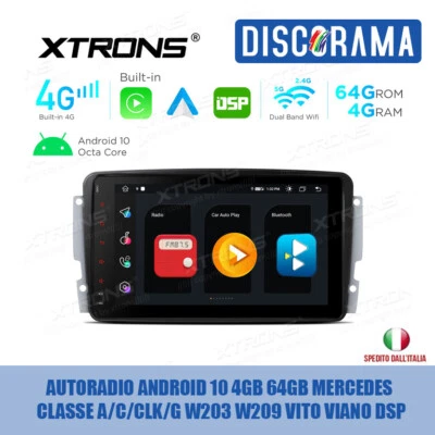 AUTORADIO ANDROID 10 4GB 64GB MERCEDES CLASSE A/C/CLK/G W203 W209 VITO VIANO DSP - Immagine 1 di 4