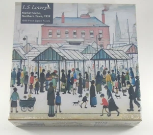 L.S. Lowry JIGSAW PUZZLE scena di mercato 1939 città del nord 1000 pezzi 29" x 20" nuovo - Foto 1 di 4