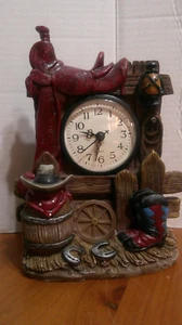6" x 9" Western Tisch/Mantel Uhr Cowboy Thema Seil Hut Stiefel Pferd Sattel - Bild 1 von 5