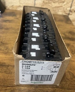 Lot x5: New HOMT1515215 Homeline Quad Two 1 Pole 15 Amp 2 Pole 15 Amp Breaker - Picture 1 of 3