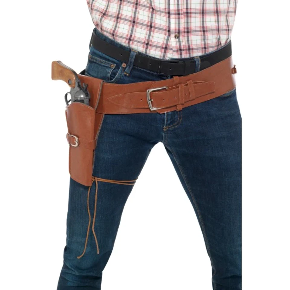 Coldre único de couro sintético adulto com cinto vestido extravagante masculino cowboy - Imagem 1 de 1