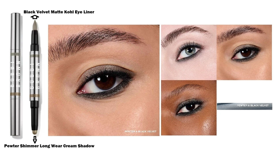 Bobbi Brown Pewter Shimmer Long Wear Cream Shadow & Black Kohl Liner Duo NIB - Image 1 of 1