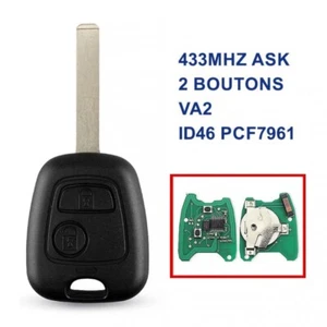 Clé Complète Vierge ASK 2 boutons pour Citroën C2 C3 C3 Pluriel (avant 2005) VA2 - Foto 1 di 3