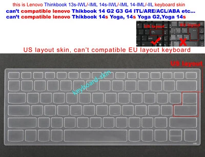 Keyboard Skin Cover for Lenovo ThinkBook 13s-IWL 13s-IML 14s-IWL 14s-IML 14-IML - Image 1 of 4