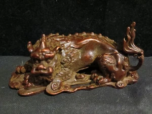 2Pcs Lovely Chinese Bronze Hand Made *Lee Dragon* Statues - Picture 1 of 9