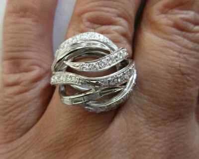 Anillo de cóctel vintage de diamantes de oro de 14K diámetro = 2,25 quilates F-VS1 valor de 9,40 gramos = $ 9K+ Foto 1 de 4