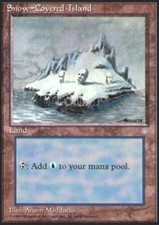 MTG-1x-Damaged, English-Snow-Covered Island-Ice Age
