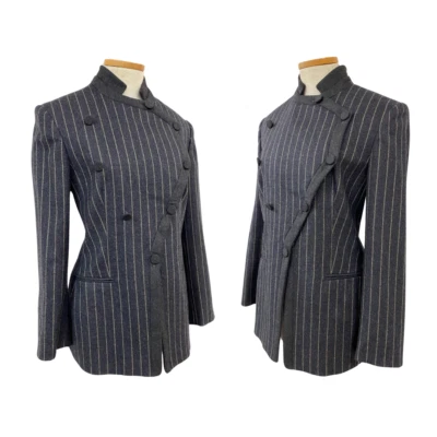 De Colección Años 80 Giorgio Armani Italiano Pin Rayas Avantgarde Power Traje Chaqueta Top Foto 1 de 4