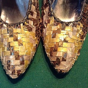 Snakeskin Leather Shoes Claudio Merazzi Pumps Heels Womens 6.5 Unique! - Picture 1 of 9