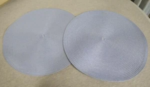 NEW Set of 2 Pier 1 Imports Light Blue Woven 15" Round Table Display Placemats - Picture 1 of 6