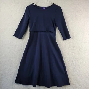 Seraphine Maternity Dress A Line Davie Nursing Women 2 Navy Blue 3/4 Sleeve - Picture 1 of 10