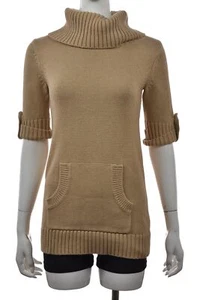 Suéter para mujer Athleta, talla S, beige, cuello con capucha, manga corta, algodón - Imagen 1 de 5
