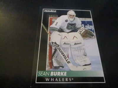 sean burke   (hartford whalers - goalie)   1992/93 pinnacle card #295 mint - Image 1 of 2