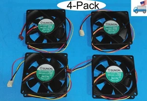 4-pack: Sunon 80 X 80 X 25mm 3-pin Ball Bearing PC Case Cooling Fan 12V DC 2.0W - Picture 1 of 11