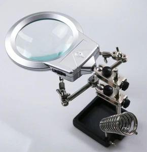 Desktop auxiliary clip Magnifying Glass LED PC Watch Phone Repair Soldering Tool - Picture 1 of 10