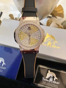 NWB Mens Techno Master Chronograph Diamond Leather Watch $1950 List - Picture 1 of 12