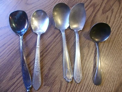 5 CUCHARAS PLATA PLATO AZÚCAR CUCHARÓN CAMBRIDGE CRUSADER TRI PLEX ANTIGUO                Foto 1 de 3