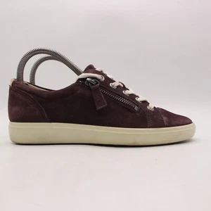 Scarpe da ginnastica ECCO Soft 7 da donna US 6 EU 37 con zip laterale in pelle nabuk bordeaux - Foto 1 di 9