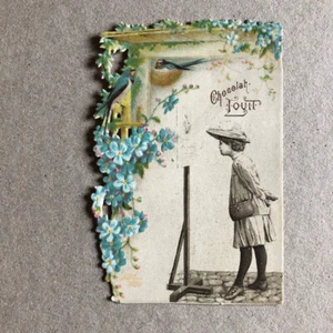 Chocolat Louit - Bordeaux — chromo — fantaisie fleurs — texte au dos — XIXe. - Picture 1 of 2