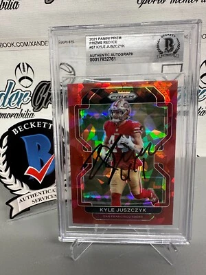 KYLE JUSZCZYK 2021 PANINI PRIZM RED ICE SIGNED FOOTBALL ON CARD BECKETT BGS - Image 1 of 4