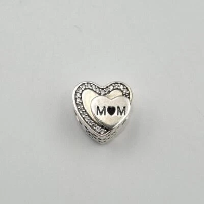 Pandora 925 ALE Plata Esterlina Homenaje a Mamá Transparente Circonita Circonita Corazón Dije 792070CZ Foto 1 de 4