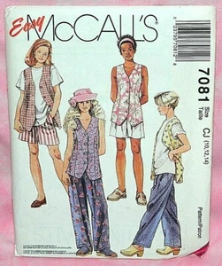 Chaleco Fácil McCall Niñas Sin Cortar Talla 10-14 Camiseta Pantalones Plisados Patrón 7081 - Imagen 1 de 2