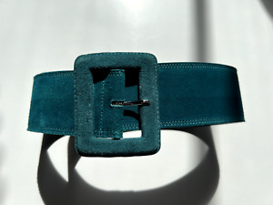 French Connection Wide Buckle Suede Teal Belt - Size L