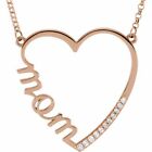 Diamond Mom Heart 17" Necklace In 14K Rose Gold (1/10 ct. tw.)