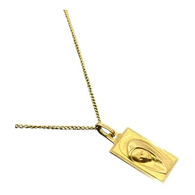 9ct 9K Yellow Gold Mary Madonna Oblong Medallion Pendant 1.66 Grams. Brand New - Image 1 of 4