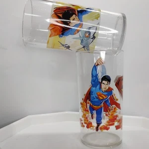 RARE Vtg SUPERMAN DC COMICS Sparkle Glittery Tumblers, 2- (16oz) Pint Size  - Picture 1 of 15