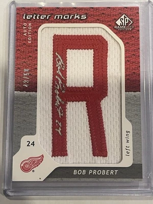 2007-08 SP Game Used Letter Marks Auto /50 Bob Probert Red Wings Sweet Rare Card - Image 1 of 4
