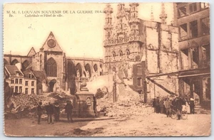 WWI Louvain Belgium Cathedral & Town Hall Ruins 1914-18 Postcard - Picture 1 of 2
