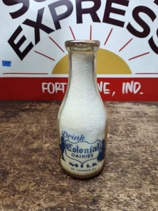 TRPQ Quart Colonial Dairies bottiglia di latte blu Pyro St Charles Illinois - Foto 1 di 7