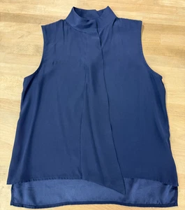 Frame 100% Silk Navy Blue Sleeveless High Neck Blouse SZ XS NWT $218 - Picture 1 of 5