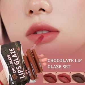 5pcs Chocolate Lip Glaze Set, Matte Non Stick Cup Chocolate Lip Gloss A8Q9 - Picture 1 of 16
