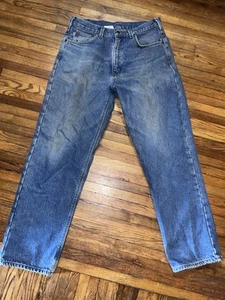 Vintage 90’s Rare Essential Flannel Lined Carhartt Denim Jeans Size 34X32! - Picture 1 of 8