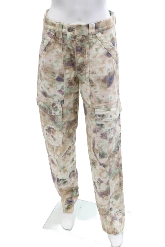 Pantalones de mezclilla cargo Isabel Marant Etoile para mujer tie dye tiro alto multicolor talla 36 Foto 1 de 4