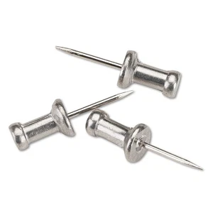 Gem Aluminum Head Push Pins Aluminum Silver 1/2" 100/Box CPAL4 - Picture 1 of 3