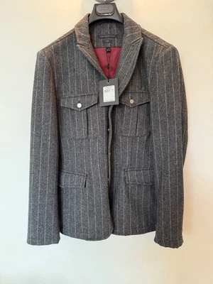 John Varvatos Star USA Luxe Pinstripe Wool Jacket Gray Medium NWT $498 MSRP - Image 1 of 4