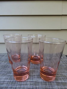 4er Set - Vintage Schwer Rosa Eis Tee Wasser Limonade Trinken Getränk Gläser - Bild 1 von 3
