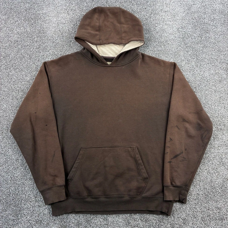 Schmidt Blank Hoodie Mens Large Brown Oversized Faded Sweatshirt Pullover Work - Image 1 of 4
