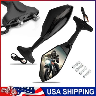 For Suzuki GSXR600 GSXR750 1000 Hayabusa Motorcycle LED Turn Signal Side Mirrors Foto 1 de 4