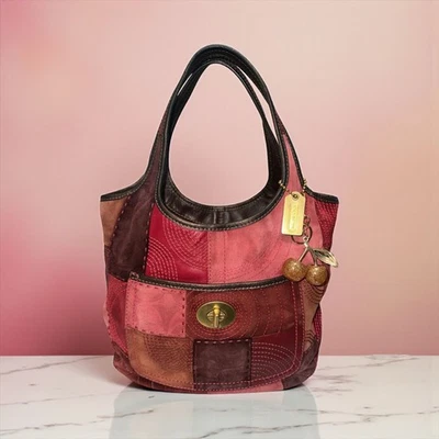 Coach Ergo Pieced Large Bag 11310 Pink Suede Limited Edition Patchwork Hobo +Tag - Image 1 of 4