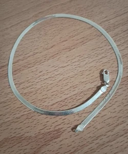 Vtg 925 Italian Italy Sterling Silver 4mm Herringbone Chain 16" Necklace - Picture 1 of 4