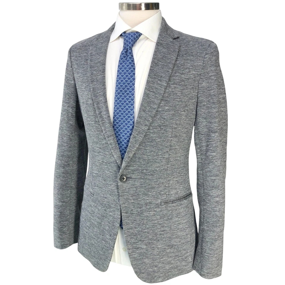 Theory Sport Coat Mens 36 Gray Heather One Button Stretch Blazer Stirling Ortley - Image 1 of 4